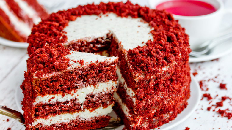 Red Velvet Cake in London cafe
