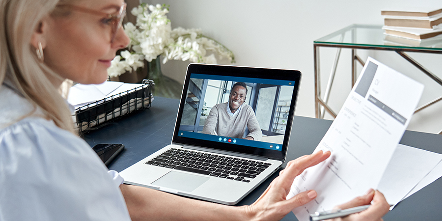Candidate preparing for a virtual job interview